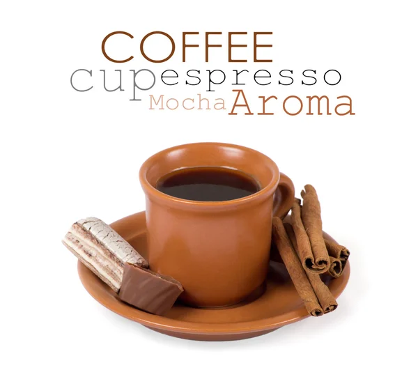 Primer plano de taza de café espresso italiano recién preparado — Foto de Stock