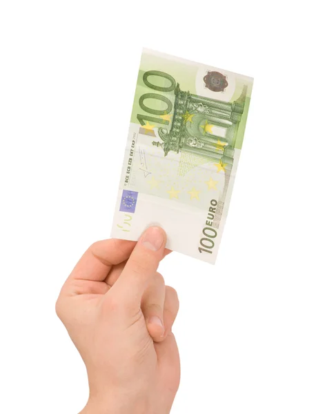 Peníze (Euro) v ruce izolované na bílém — Stock fotografie