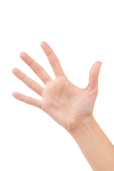 Femme ouverte main ou numéro cinq — Photo