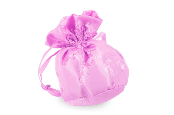 Růžové vánoční taška s dárek — Stock fotografie