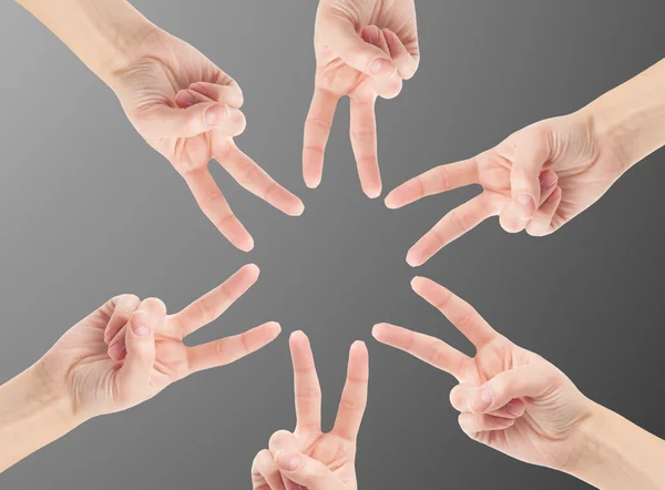 Hands of teamwork , forming the star shape — Stock Photo, Image
