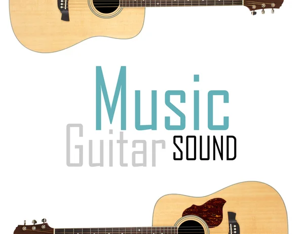 Acoustic guitar isolated over white background — Stock Photo, Image