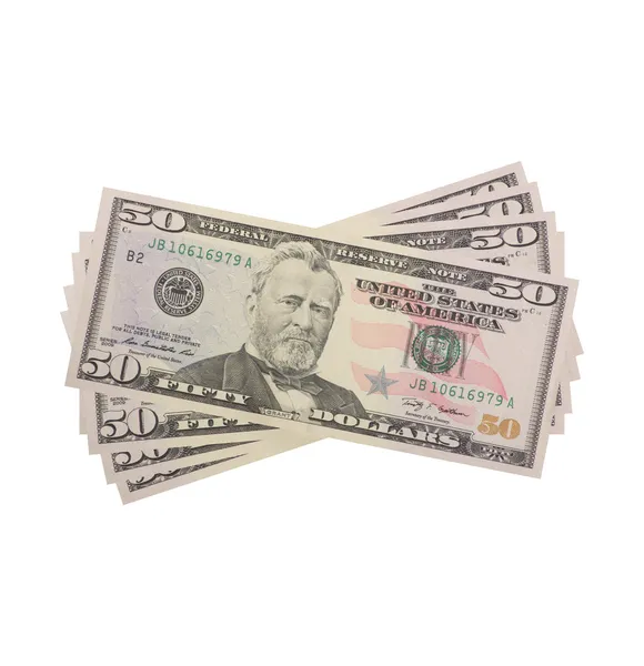 Fan, üzerinde beyaz izole dolar — Stok fotoğraf