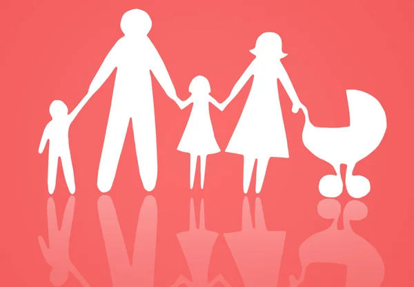 Closeup of paper family on red background — Stock Photo, Image