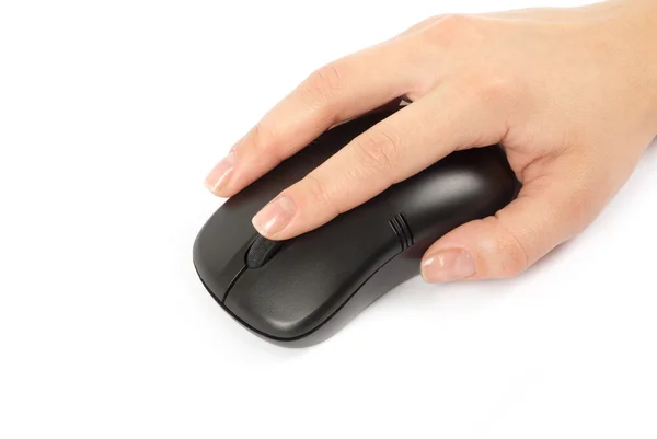 白の手でコンピューターのマウス — ストック写真