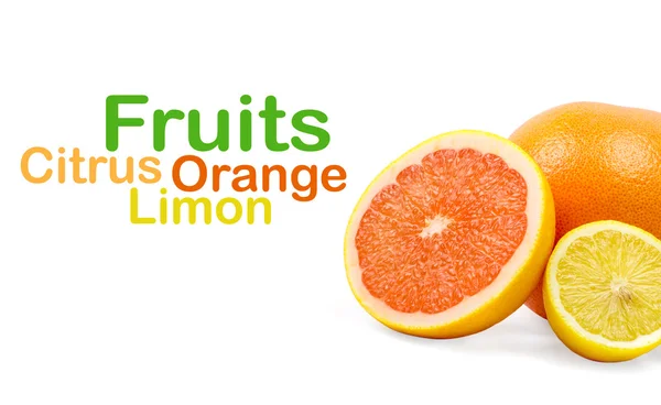 Bild einer frischen Limette, Zitrone und Orange isoliert auf weiß — Stockfoto
