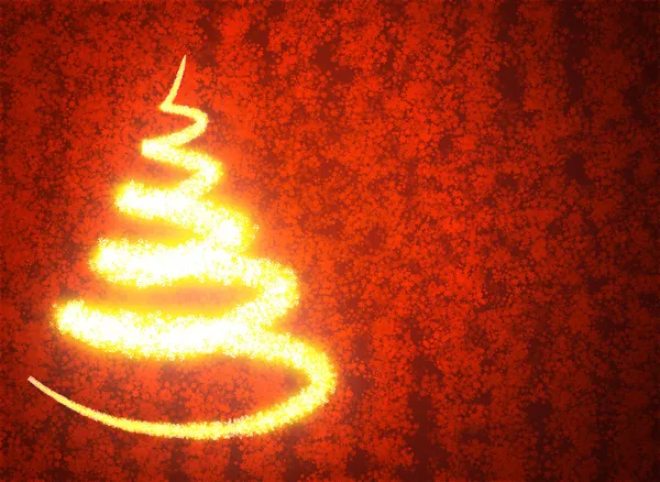 Árbol de Navidad de oro abstracto sobre fondo rojo —  Fotos de Stock