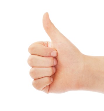 Thumbs up man's hand isolated on white background clipart