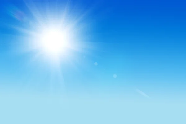 Shining sun at clear blue sky with copy space — Stock Photo, Image