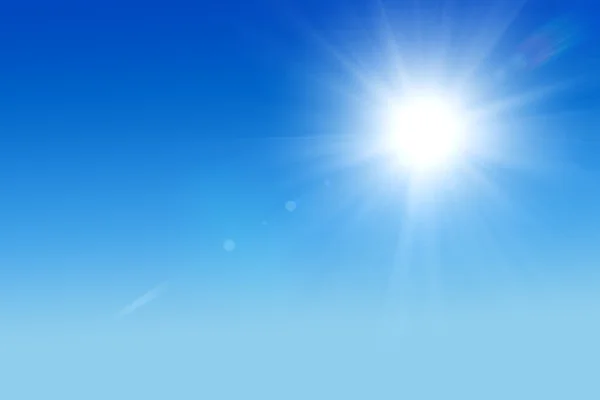 Stralende zon op heldere blauwe hemel met kopie ruimte — Stockfoto