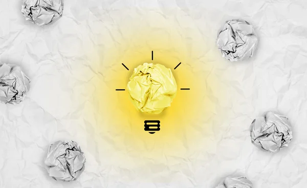 Light bulb crumpled paper as creative concept — Stock Photo, Image