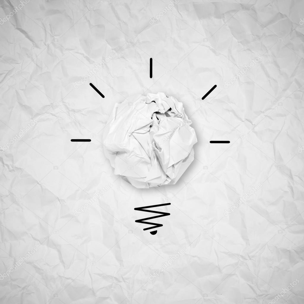 light bulb crumpled paper as creative concept