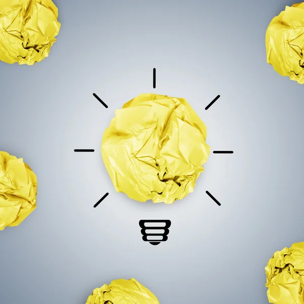 Light bulb crumpled paper as creative concept — Stock Photo, Image