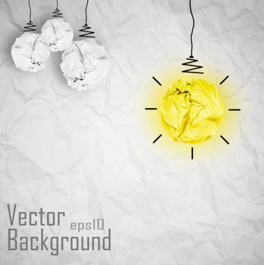 Vector light bulb made of paper. Creative Concept Background.