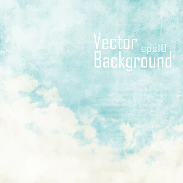 Water color like cloud on old paper texture background. Vector.