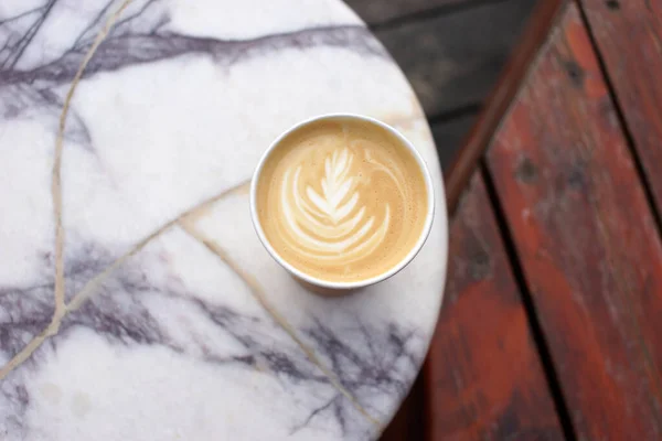 Koffie Papieren Beker Marmeren Tafel Rechtenvrije Stockfoto's