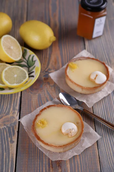 Lemon Tartlets Lemons Varente Glass Jar — Stock Photo, Image