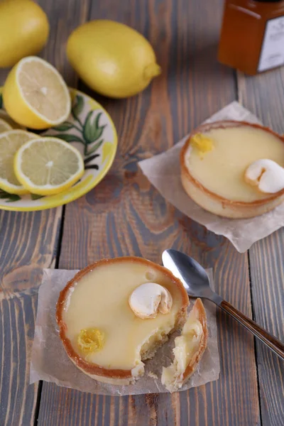 Lemon Tartlets Lemons Varente Glass Jar — Stock Photo, Image