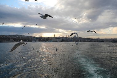 Haliç boyunca tekne gezisi, İstanbul, Türkiye, Aralık 2021.