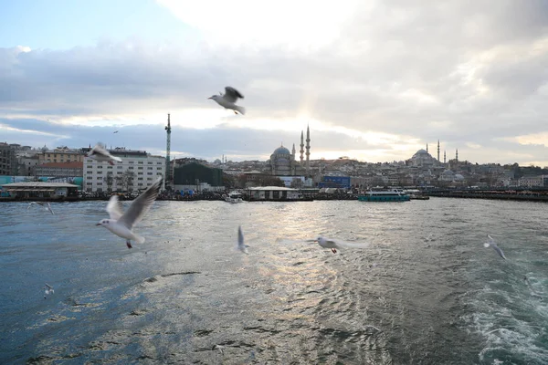 Viaje Barco Por Cuerno Oro Estambul Turquía Diciembre 2021 — Foto de Stock