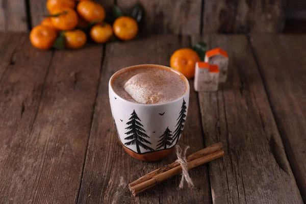 Cocoa Ice Cream Mug Wooden Background — Stock Photo, Image