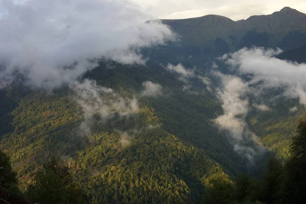 Dağ manzarası. Rosa Khutor. Krasnaya Polyana. - Rusya. Soçi. Sonbahar 2021.