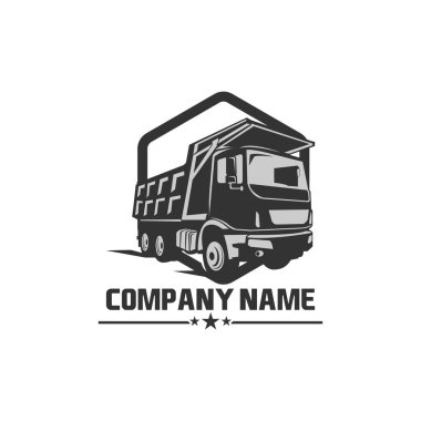 Kamyon şirketinin logo şablonunu boşalt. Yapımlı logo şablonu izole edildi. EPS 10