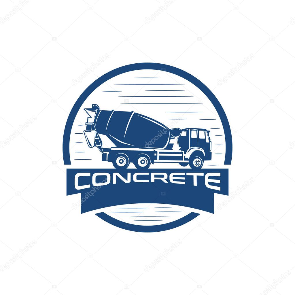Illustration vector graphic of concrete mixer truck logo vector template.EPS 10