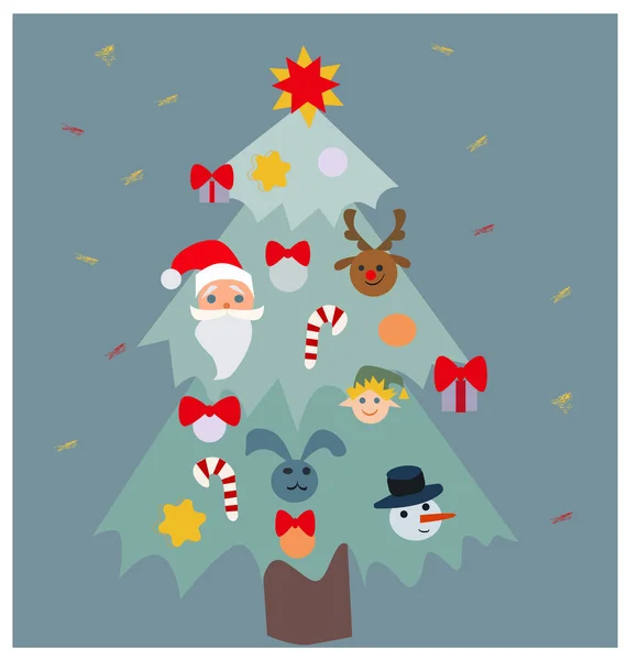 Noel ağacı. Noel için illüstrasyon. Tebrik kartı, pankart, web tasarımı için kullanılabilir.