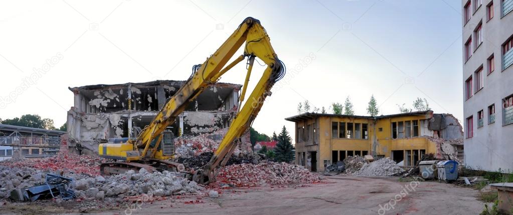 demolition of building, panorama
