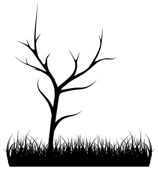 Hierba con árbol — Vector de stock