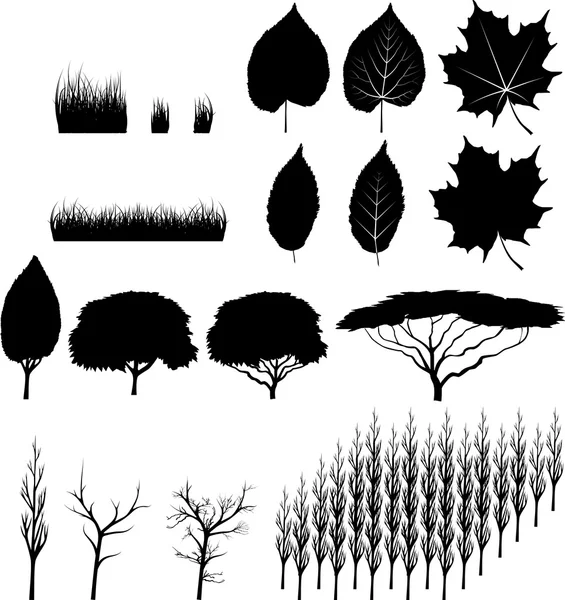 Arbres et feuilles — Image vectorielle