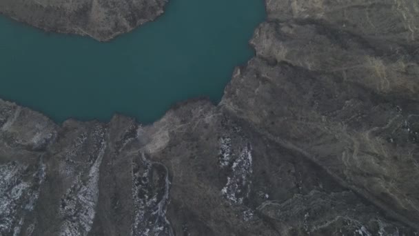 Filmische Überführung Des Sulak Flusses Aus Der Luft Sulakskiy Canyon — Stockvideo