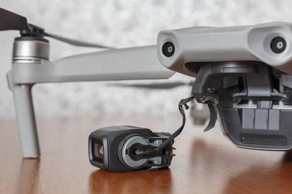 Broken Camera Drone Crash Damaged Camera Gimbal — Zdjęcie stockowe