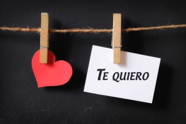 heart with te quiero poster hanging clipart