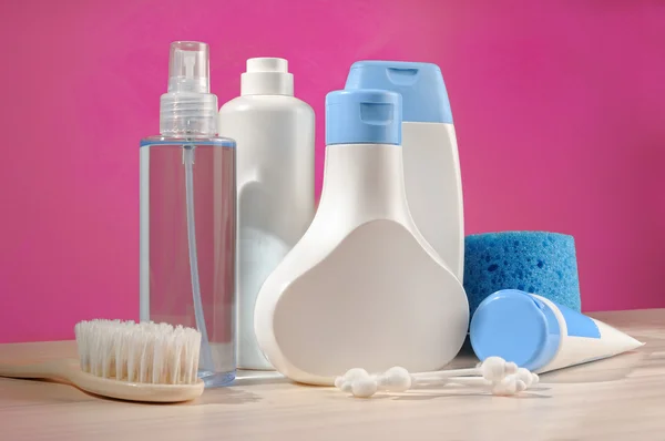Produtos de higiene pessoal detalhe do bebê — Fotografia de Stock
