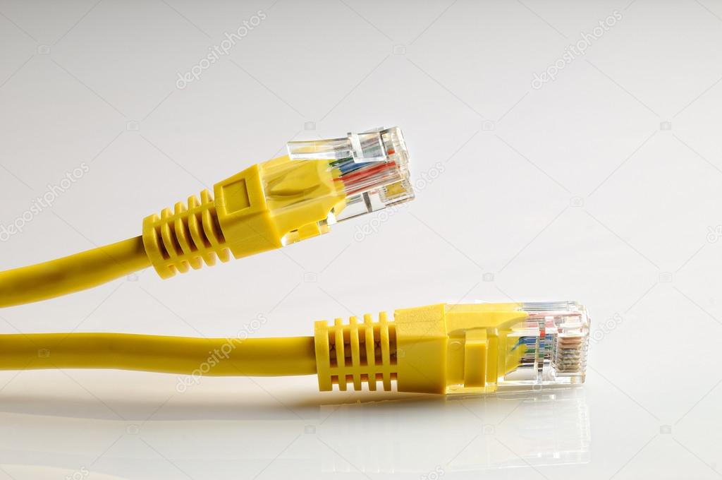 closeup of the ethernet cables RJ45 isolated