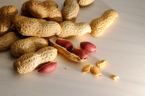 Group of peanuts on a table — Stock Photo, Image