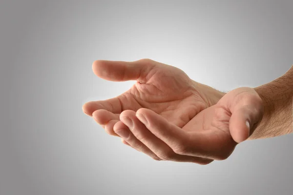 Hände Mit Erhobenen Händen Eines Religiösen Mannes Mit Einer Geste — Stockfoto