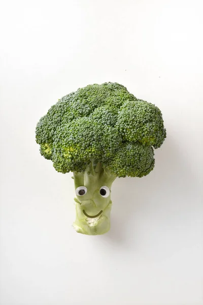 Healthy Broccoli Face White Isolated Background Fruits Vegetables Child Healthy — Stok fotoğraf