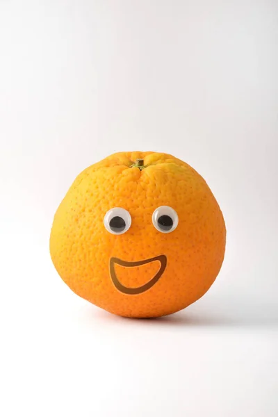Healthy Orange Face White Isolated Background Fruits Vegetables Child Healthy — Stock Fotó