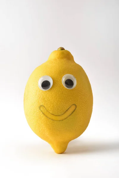 Funny Lemon Face White Isolated Background Fruits Vegetables Child Healthy — Stock Fotó