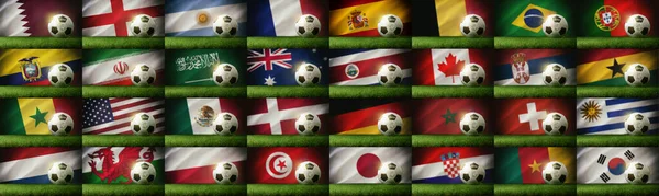 Сборник Фонов Команд Квалифицированных Чемпионат Мира Футболу 2022 — стоковое фото