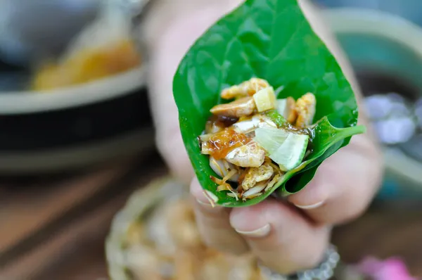 来自泰国和老挝的传统东南亚小吃 面包卷或蔬菜卷 — 图库照片