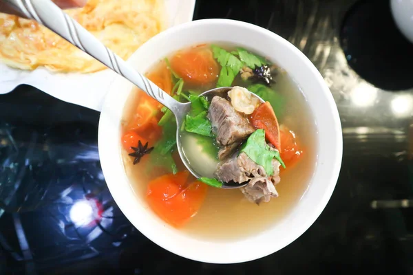 Beef Soup Spicy Soup Beef Vegetable Soup Serve — Stock Photo, Image