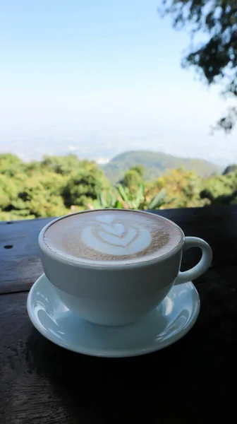 Gorąca Kawa Kawa Cappuccino Lub Kawa Latte Serwowania — Zdjęcie stockowe