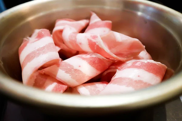 Raw Pork Sliced Pork Raw Beef Korean Sauce — Stock Photo, Image