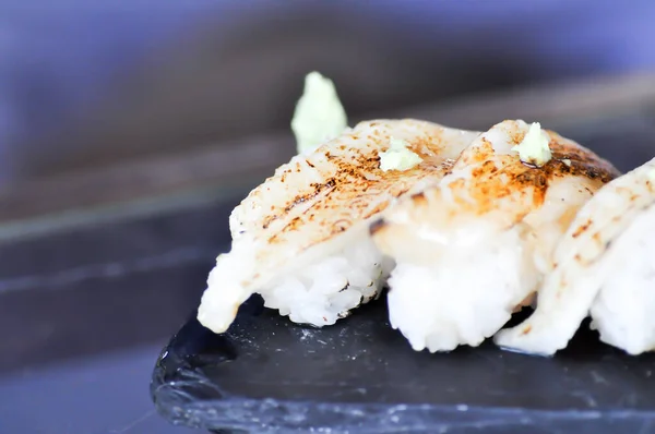 Sushi Engawa Sushi Fish Sushi Rice Topped Engawa Fish Rolls — Fotografie, imagine de stoc