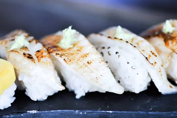 Sushi Engawa Sushi Fish Sushi Rice Topped Engawa Fish Rolls — Fotografie, imagine de stoc