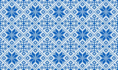 Geleneksel Ukrayna süsü tarzında bir arka plan. Geleneksel Ukrayna kıyafetleri. Ukrayna 'nın nakışlı bayrağının dokusu. Arka plan için desenler. İskandinav desenleri. Norveçli Jacquard